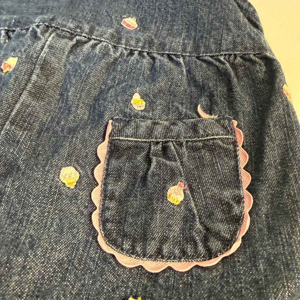 Vintage Y2K Gymboree Embroidered Cupcake Denim Overall Jumpsuit 6-12 month girl